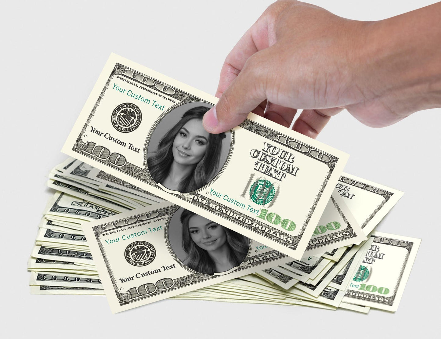 Custom 100 dollar bills for Bachelorette Party, Birthday, Wedding, Bachelor/Custom Fake Money Cash Bills Play/Your Face on Money/Game Money