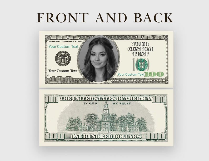 Custom 100 dollar bills for Bachelorette Party, Birthday, Wedding, Bachelor/Custom Fake Money Cash Bills Play/Your Face on Money/Game Money