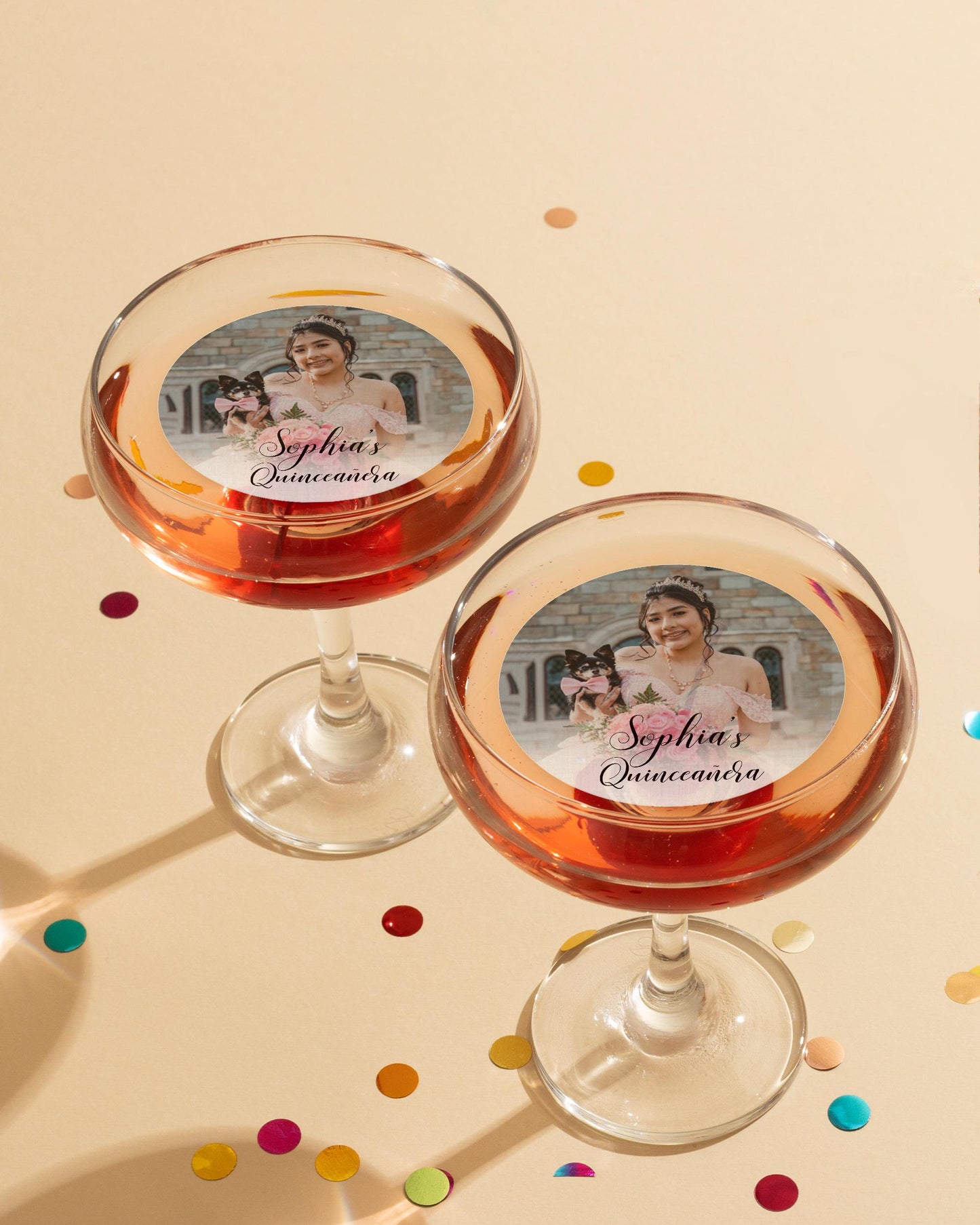 Personalized Edible Cocktail Topper/Photo Drink Topper/Quinceanera Party Decor/Sweet Sixteen Drink Toppers/Big Party Drink Toppers