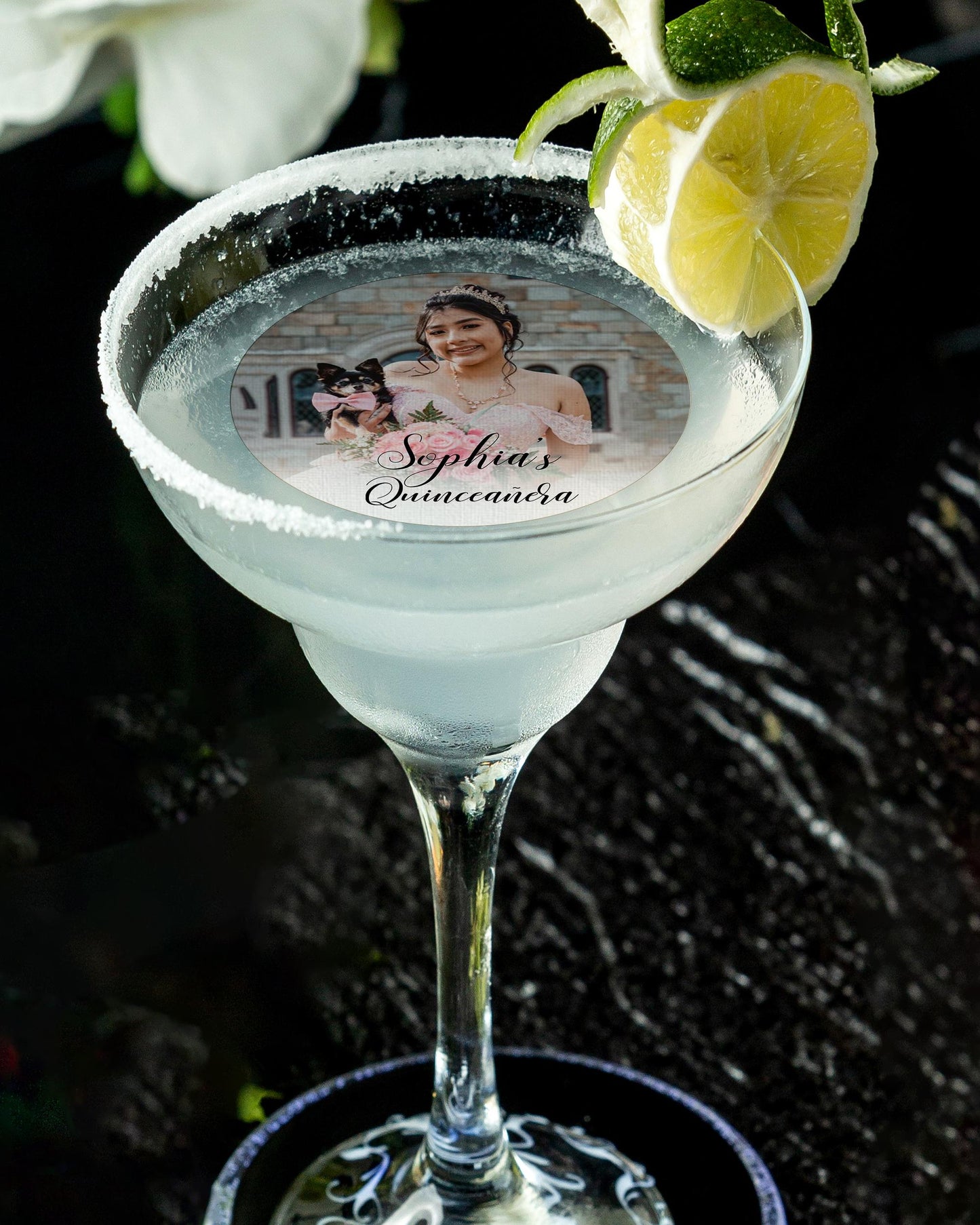 Personalized Edible Cocktail Topper/Photo Drink Topper/Quinceanera Party Decor/Sweet Sixteen Drink Toppers/Big Party Drink Toppers