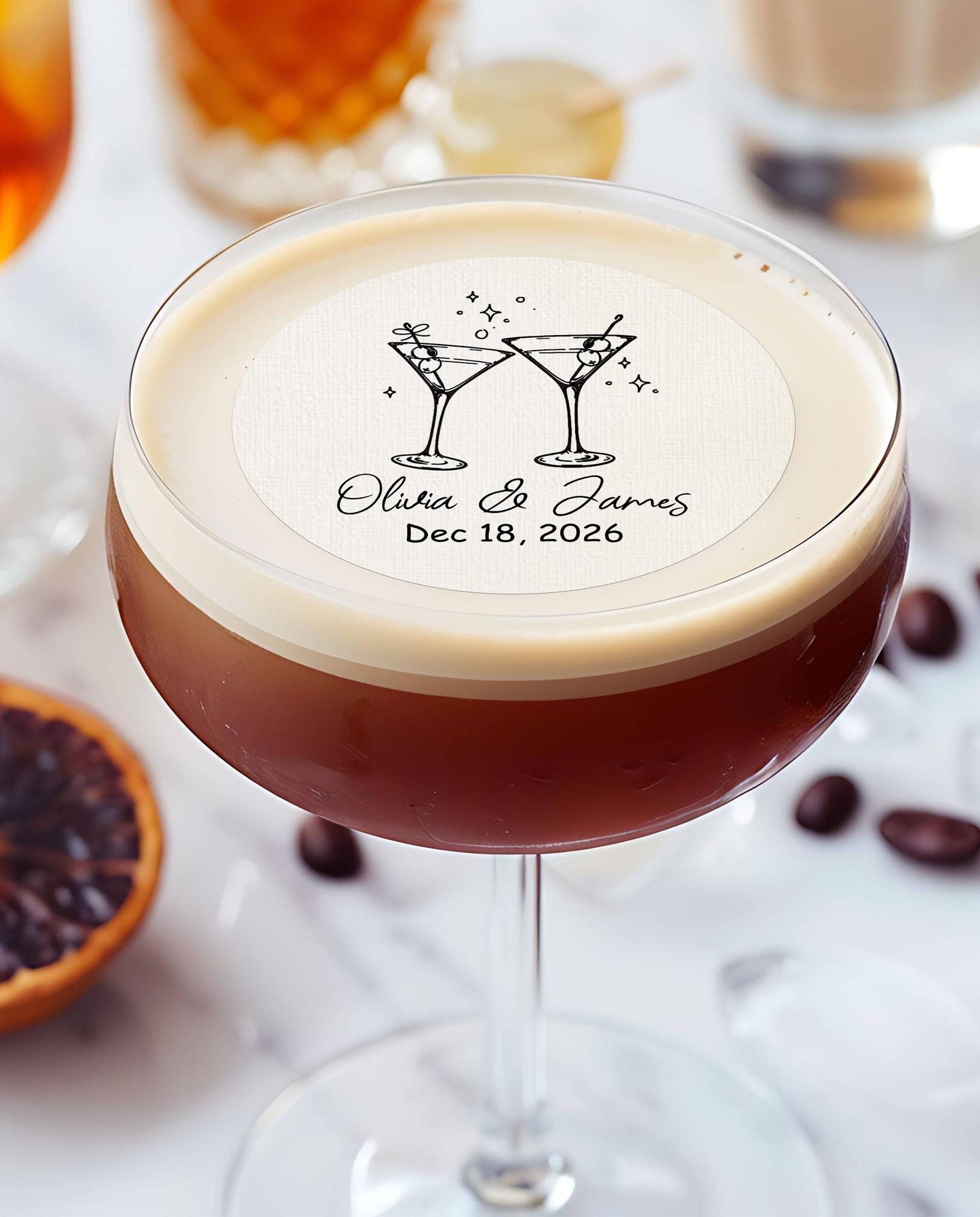 Edible Cocktail Toppers/Wedding Party Favors/Personalize Wedding/Birthday/Special Events/Edible Drink Toppers/Monogram Cocktail Garnishes