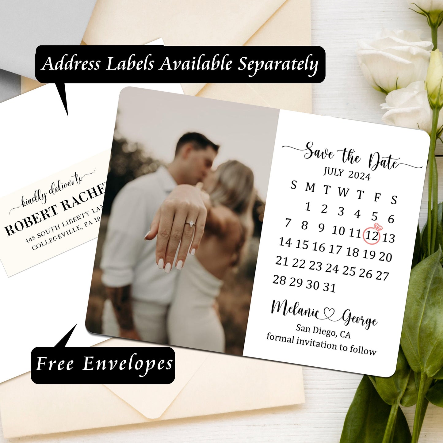 Save the Date Calendar Magnet Photo Magnetized Save the Date Cards Personalized Photo Fridge Magnets Calendar Wedding Announcement Gifts