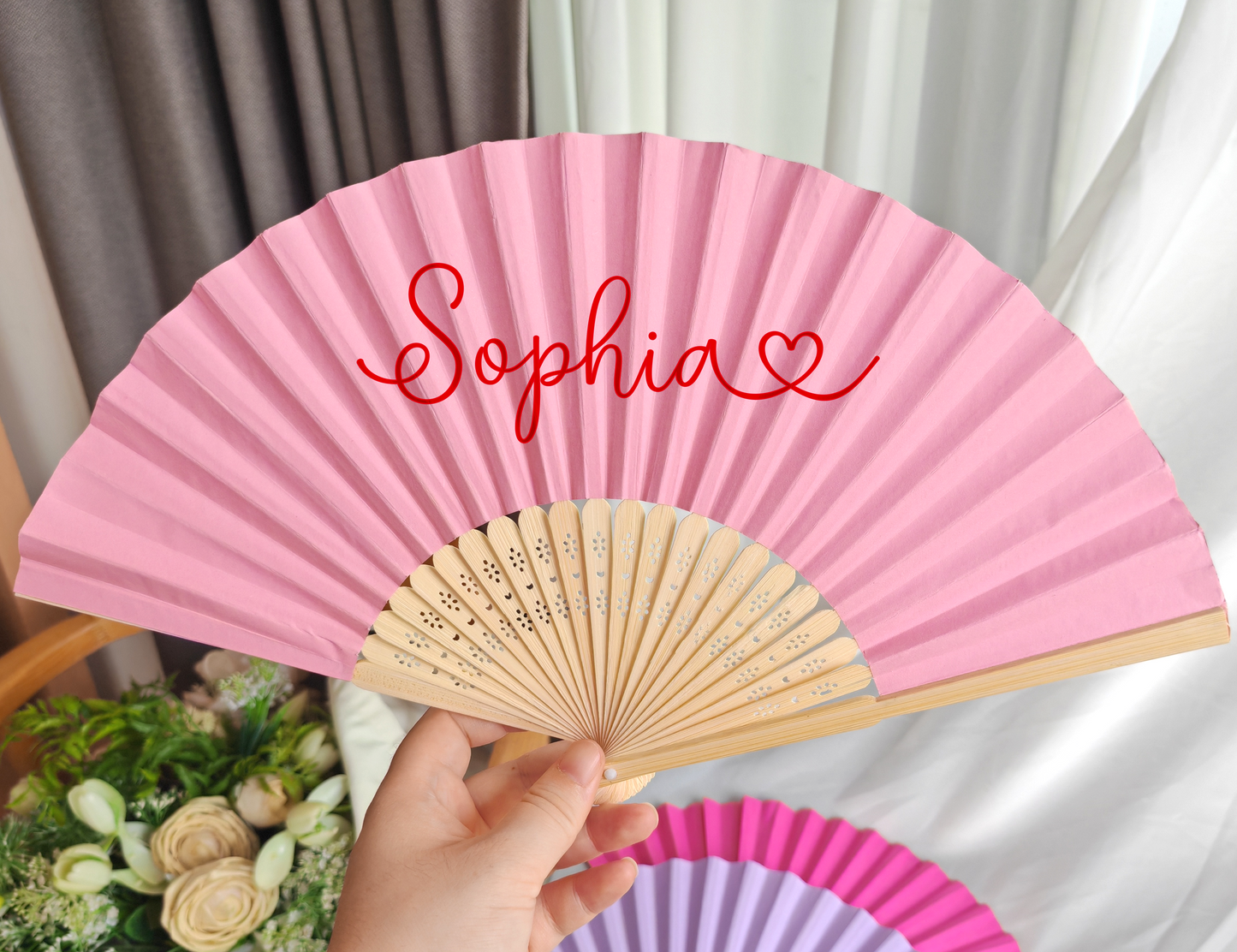 ANY TEXT Hand Paper Foldable Fan/NAME Hand Fan/Custom Folding Fans for Beach Wedding or Party/Holiday, Wedding, Business, Hen Party, Event