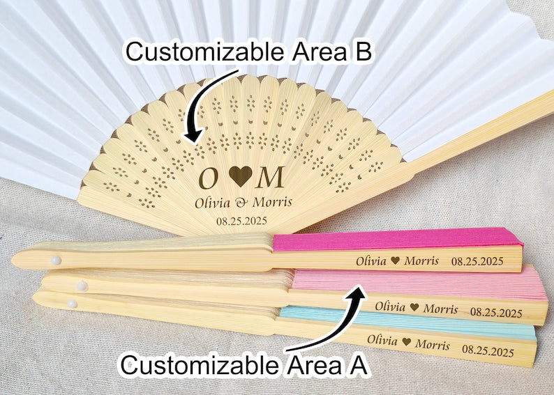 Wedding Fans for Guests in bulk/Custom Wedding Favors/Wedding Hand Fan/Personalized Engraved Fans/Party Favor Hand Fans/White Paper Fan Set