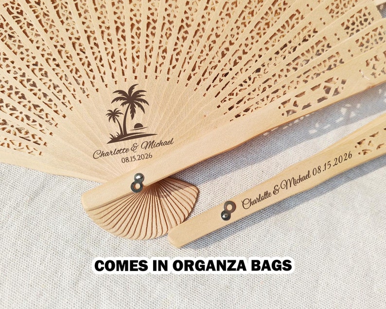 Tropical Palm Wedding Fans Custom Beach Wedding Favors Hawaii Florida Mexico Punta Cana Dominican Republic Puerto Rico Wedding Ceremony Fans