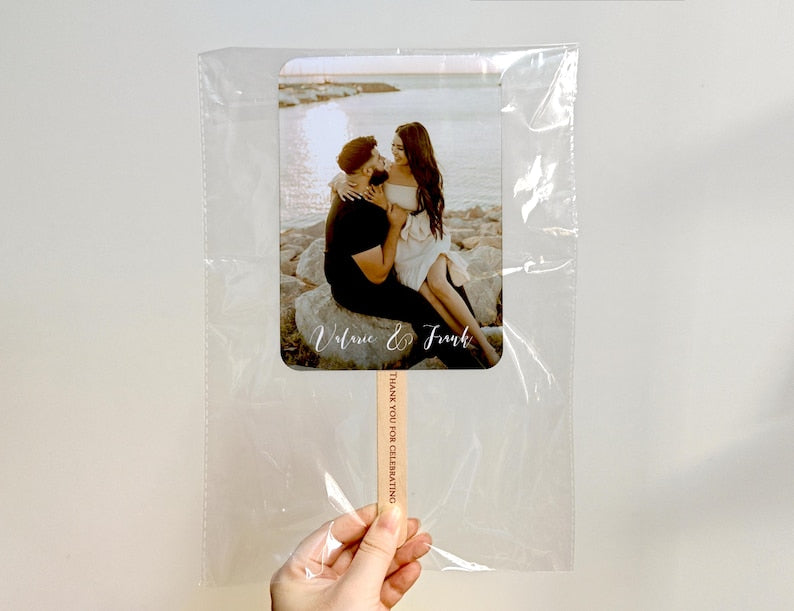 Personalized Wedding Hand Fans Double-Sided Printed Photo Wedding Program Fan with Photo Fans for Guests Ceremony Fans Printable Wedding Fan