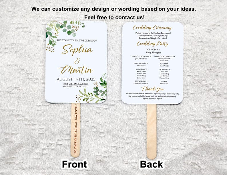 Wedding Program Fans Fully-Assembled/Sage Green Wedding Timeline Program Fan/Ceremony Wedding Fans/Fans for Ceremony/Fans for Wedding Day