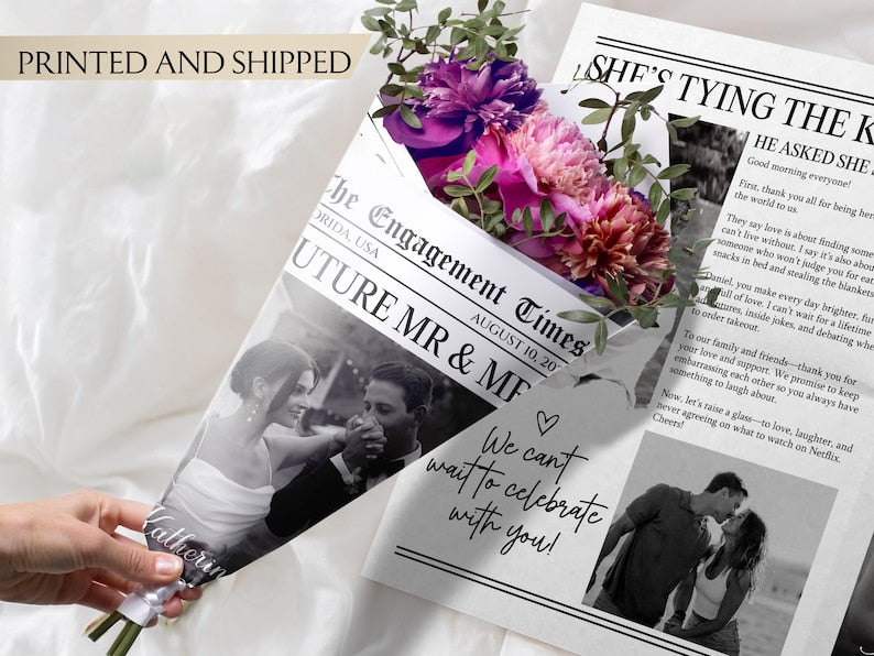 Newspaper Engagement Announcement/Editable Future Mr & Mrs Newspaper/Engagement Wedding Newspaper For Photography/Printed Shipped Newspaper