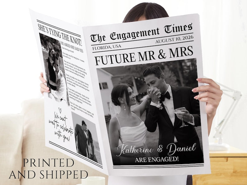 Newspaper Engagement Announcement/Editable Future Mr & Mrs Newspaper/Engagement Wedding Newspaper For Photography/Printed Shipped Newspaper