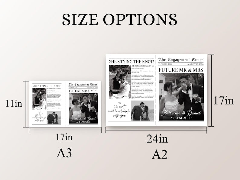 Newspaper Engagement Announcement/Editable Future Mr & Mrs Newspaper/Engagement Wedding Newspaper For Photography/Printed Shipped Newspaper