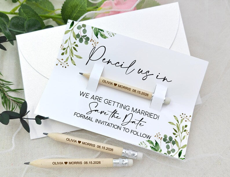 Pencil Us In Save The Date Cards/Personalised Wedding Invitations/Minimalist Save The Date/Thank You Gifts/Wedding Favors For Guests in Bulk
