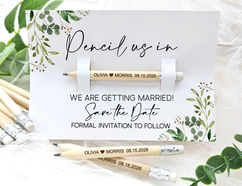 Pencil Us In Save The Date Cards/Personalised Wedding Invitations/Minimalist Save The Date/Thank You Gifts/Wedding Favors For Guests in Bulk