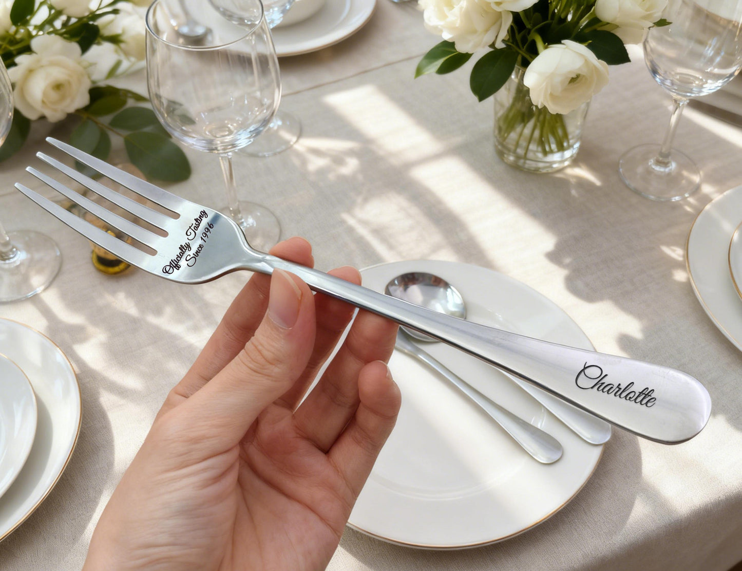 Custom Engraved Stainless Steel Spoons & Fork/Personalized Ice Cream Spoon Gift/Birthday Gift/Anniversary Gift/Engraved Custom Spoon or Fork