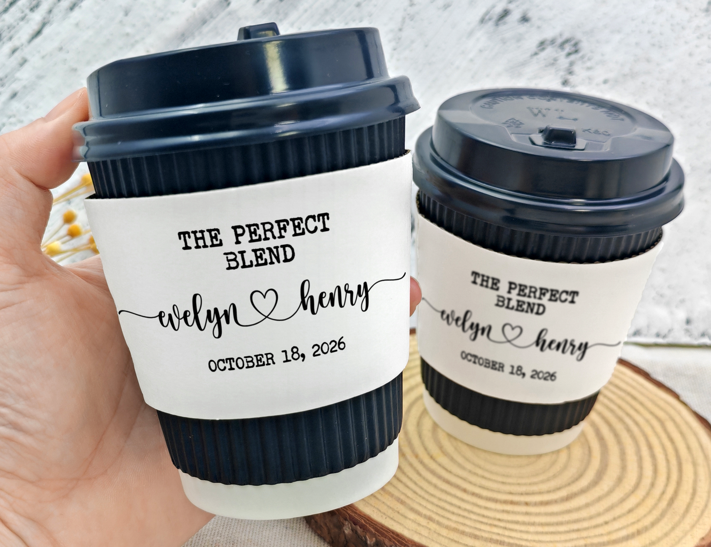 Personalized Coffee Cup Sleeves for Wedding/Custom Coffee Cup With Sleeves/The Perfect Blend Wedding Coffee Sleeves/Wedding Coffee Bar