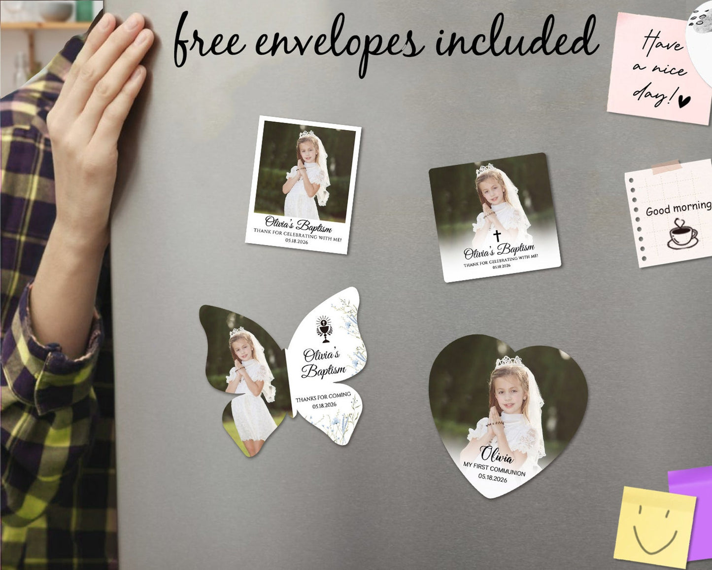 Baptism Magnet Favors for Guest/First Communion Gifts/Baptism Photo Magnets/Customizable Christening Favors/Baptism Favors/Favor De Bautizo