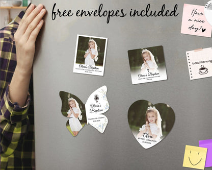 Baptism Magnet Favors for Guest/First Communion Gifts/Baptism Photo Magnets/Customizable Christening Favors/Baptism Favors/Favor De Bautizo