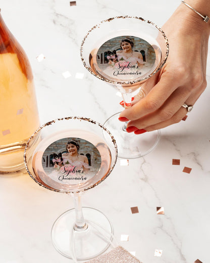 Personalized Edible Cocktail Topper/Photo Drink Topper/Quinceanera Party Decor/Sweet Sixteen Drink Toppers/Big Party Drink Toppers
