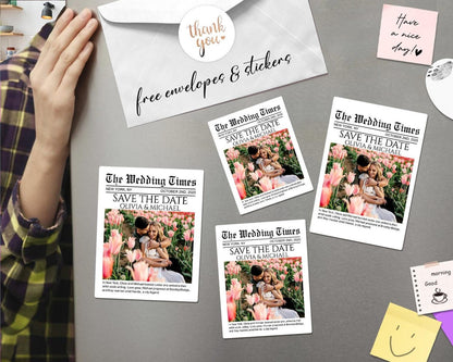 Save the Date Magnets/Editable Newspaper Magnet/Wedding Photo Magnet/Wedding Announcement/Wedding Invitations Magnet/Magnet Favors