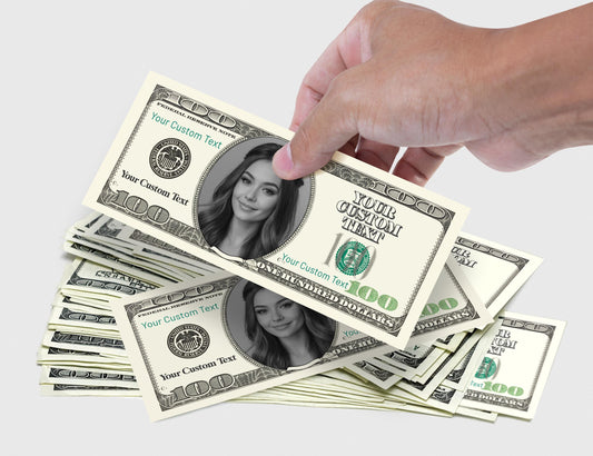 Custom 100 dollar bills for Bachelorette Party, Birthday, Wedding, Bachelor/Custom Fake Money Cash Bills Play/Your Face on Money/Game Money