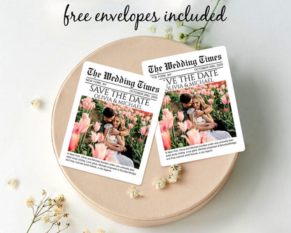 Save the Date Magnets/Editable Newspaper Magnet/Wedding Photo Magnet/Wedding Announcement/Wedding Invitations Magnet/Magnet Favors