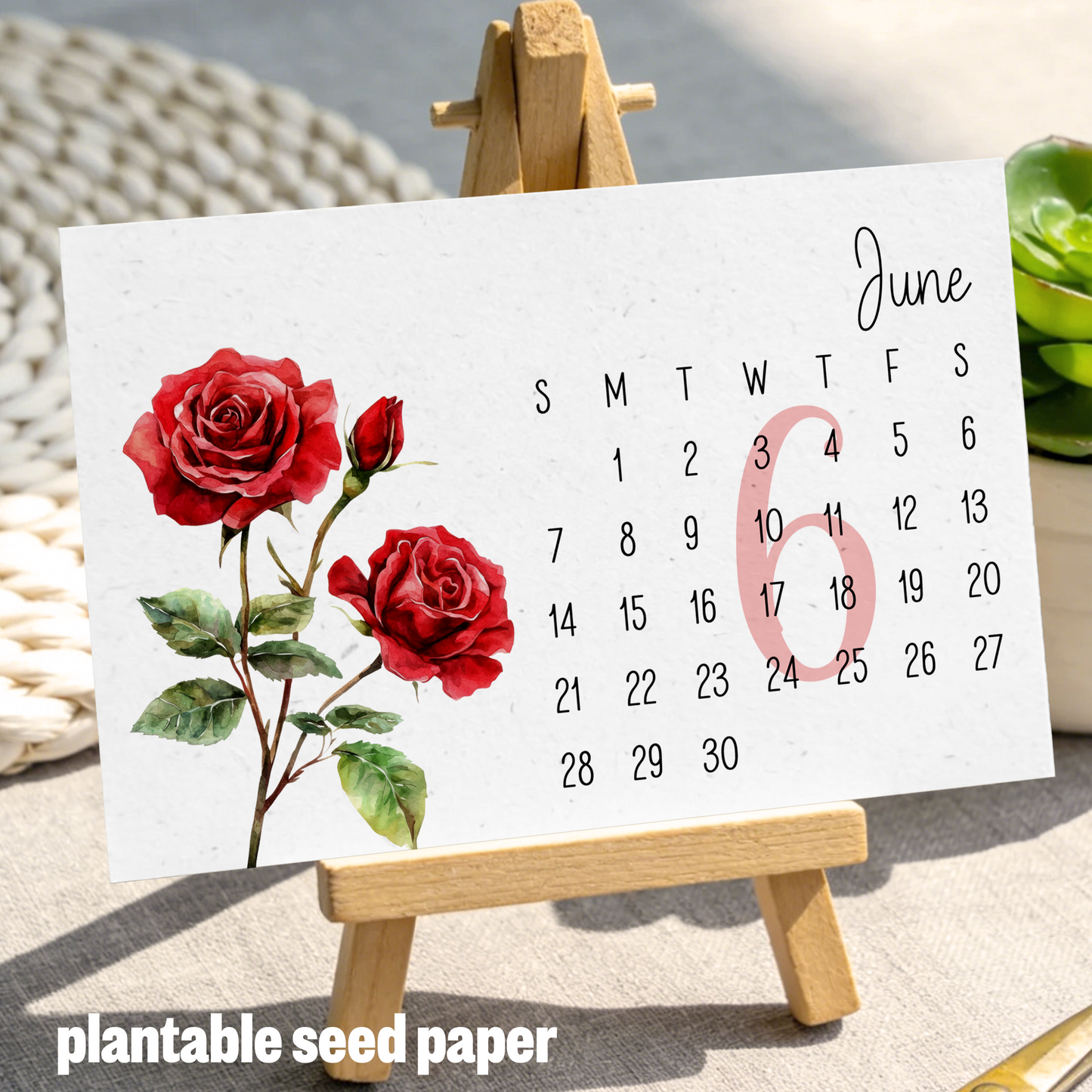 Plantable Calendar 2026, Birth Month Flowers Calendar on White Wildflower Seed Paper, Watercolor Art, Coworkers Gift, Eco-Friendly Gift