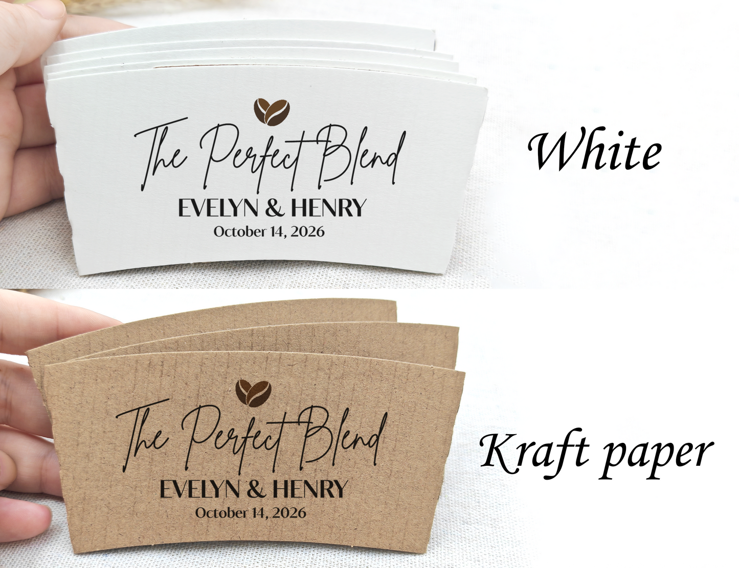 The Perfect Blend Wedding Coffee SLEEVES/Custom Coffee Cup With Sleeves/Wedding Coffee Bar/Personalized Paper Coffee Cup Sleeves for Wedding