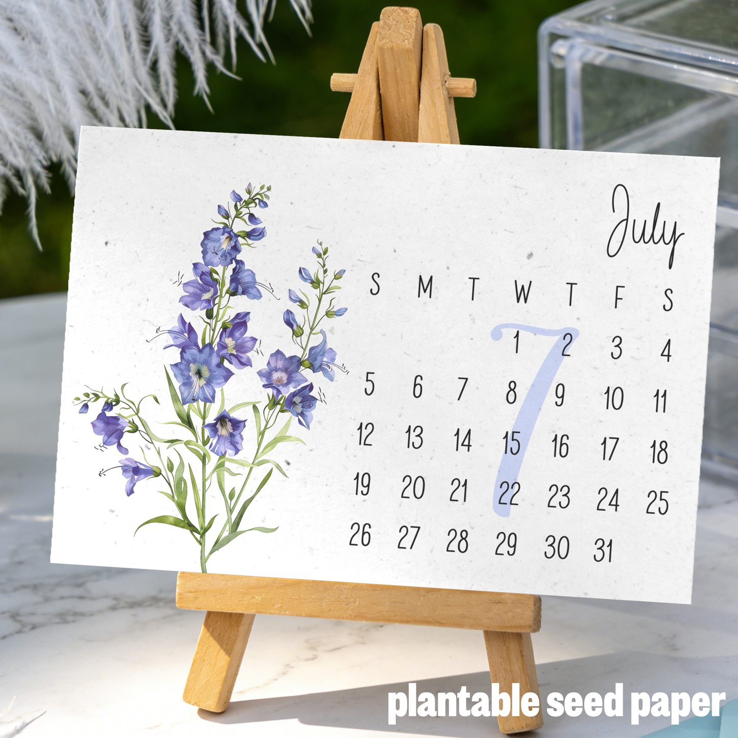 Plantable Calendar 2026, Birth Month Flowers Calendar on White Wildflower Seed Paper, Watercolor Art, Coworkers Gift, Eco-Friendly Gift