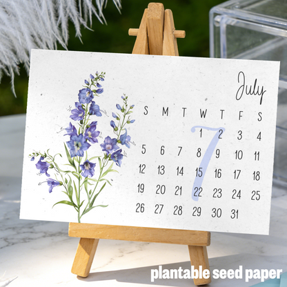 Plantable Calendar 2026, Birth Month Flowers Calendar on White Wildflower Seed Paper, Watercolor Art, Coworkers Gift, Eco-Friendly Gift
