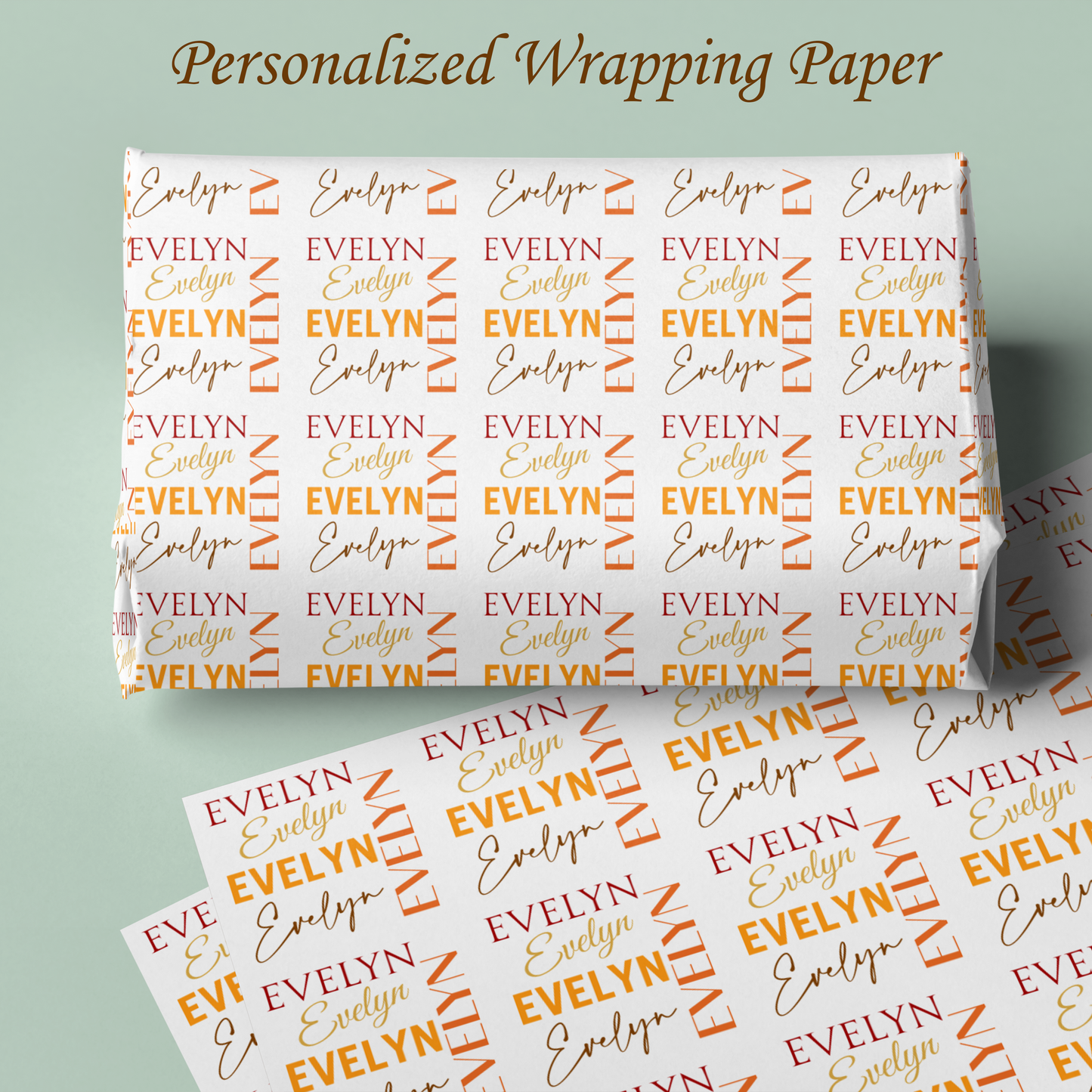 NAME Personalized Gift Wrap/Collage Name Personalized Wrapping Paper/Custom Bespoke Wrapping Paper/Wrapping Paper for Gifts/Gift Wrap Roll