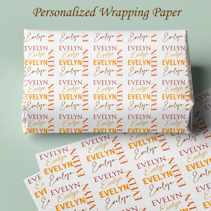 NAME Personalized Gift Wrap/Collage Name Personalized Wrapping Paper/Custom Bespoke Wrapping Paper/Wrapping Paper for Gifts/Gift Wrap Roll