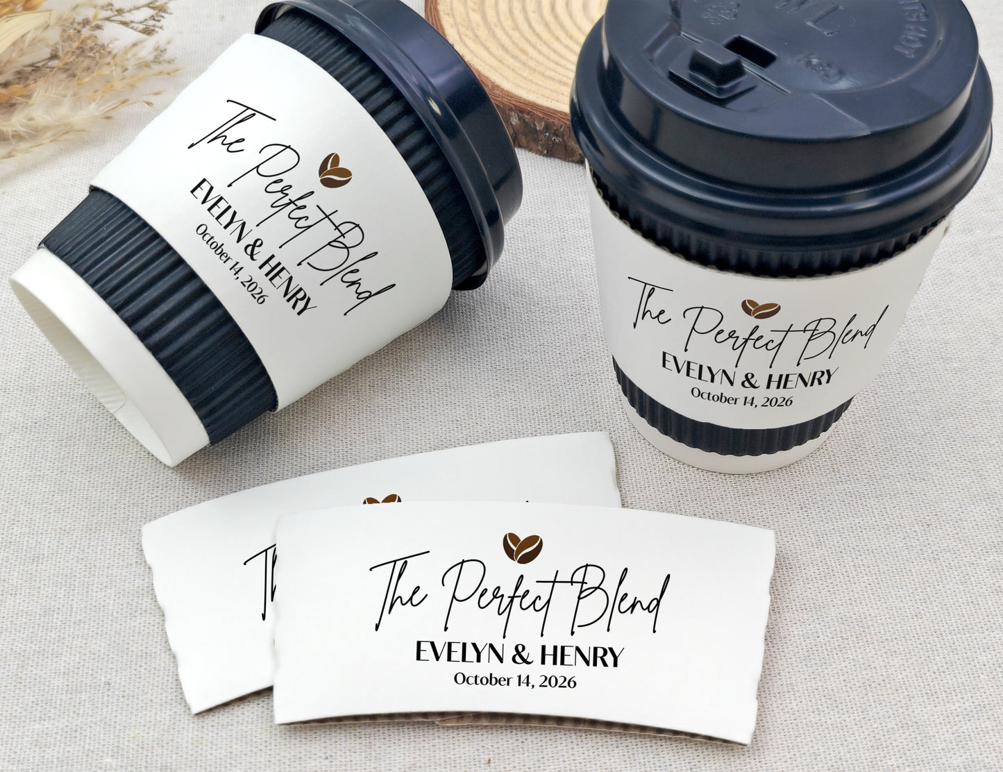 The Perfect Blend Wedding Coffee SLEEVES/Custom Coffee Cup With Sleeves/Wedding Coffee Bar/Personalized Paper Coffee Cup Sleeves for Wedding