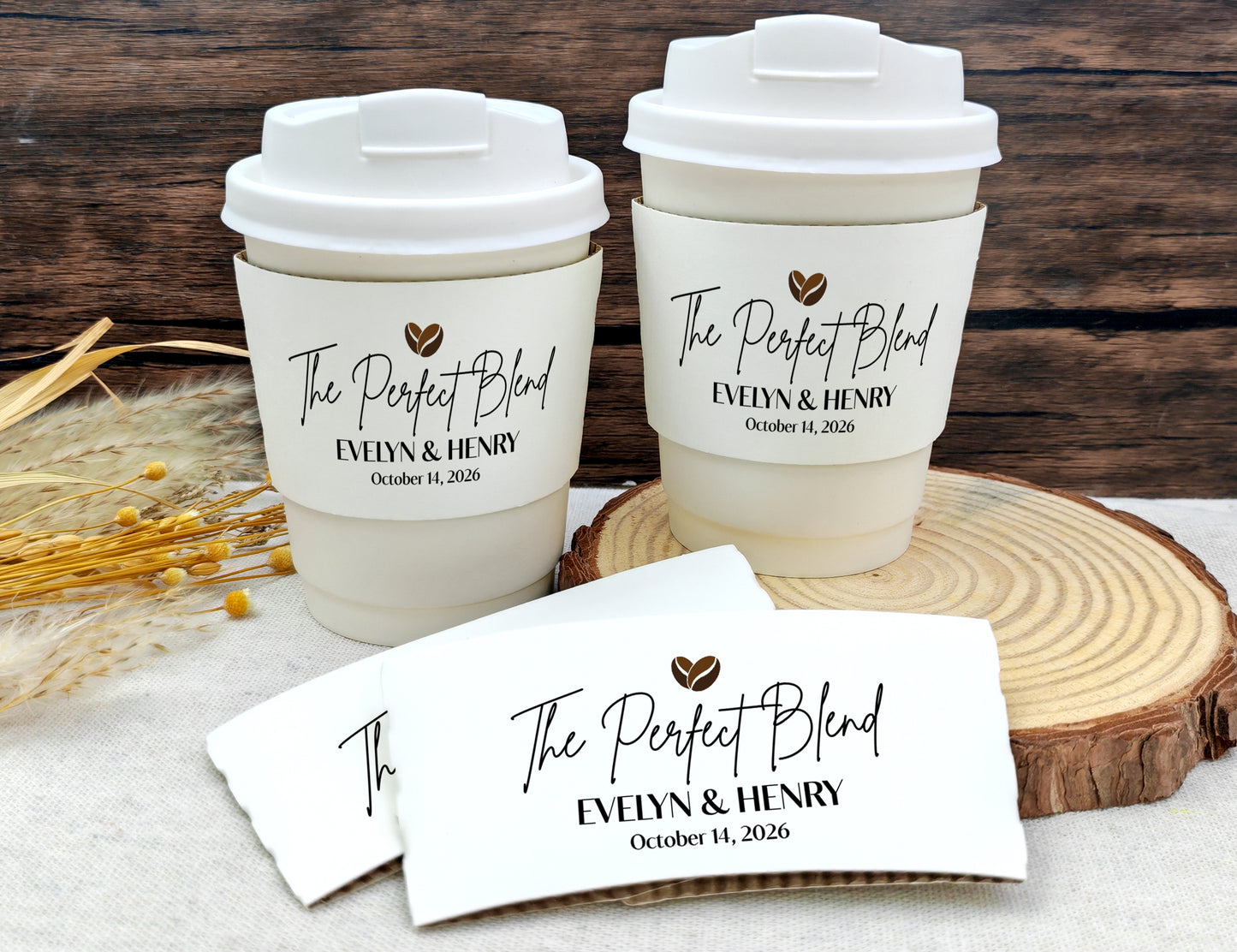 The Perfect Blend Wedding Coffee SLEEVES/Custom Coffee Cup With Sleeves/Wedding Coffee Bar/Personalized Paper Coffee Cup Sleeves for Wedding
