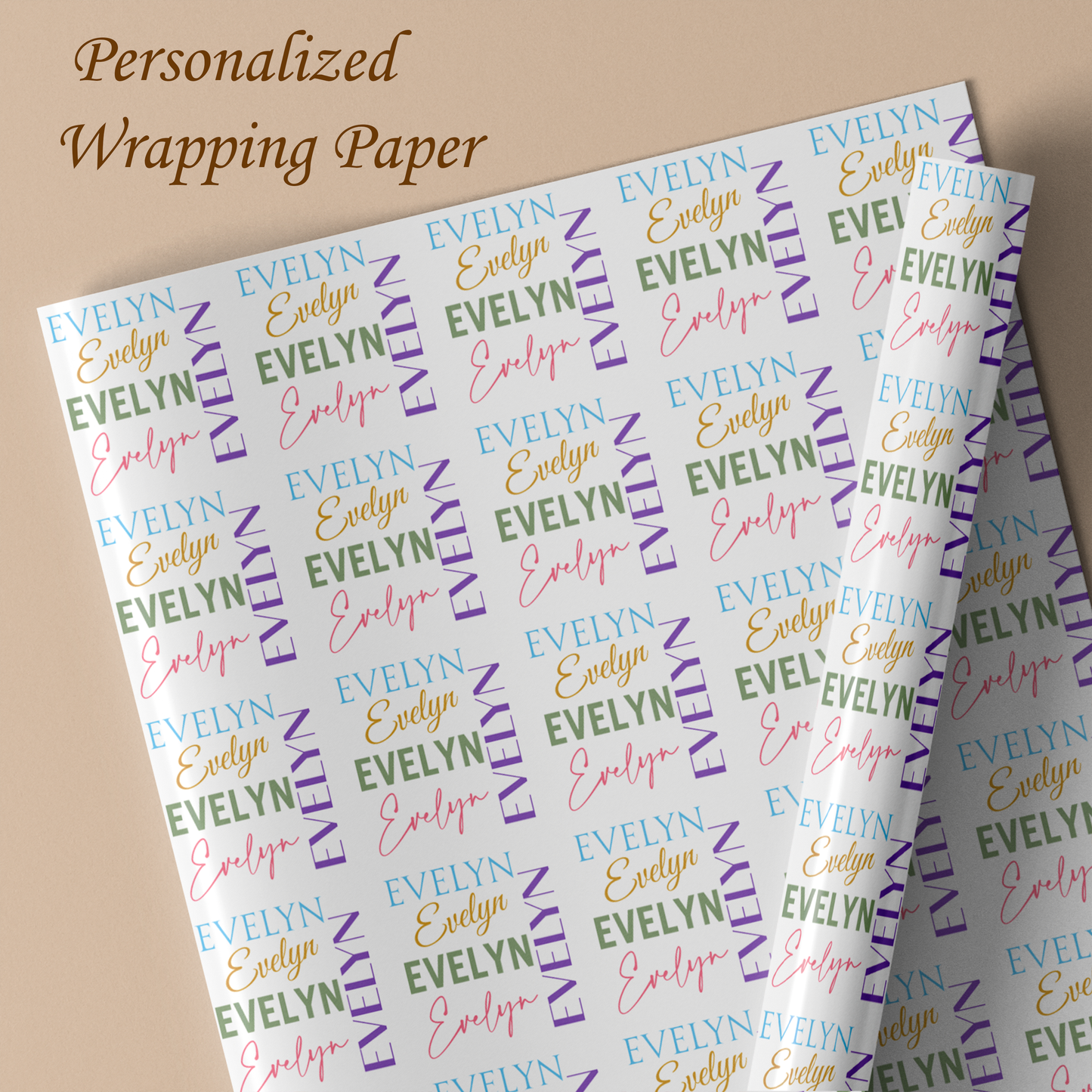 NAME Personalized Gift Wrap/Collage Name Personalized Wrapping Paper/Custom Bespoke Wrapping Paper/Wrapping Paper for Gifts/Gift Wrap Roll