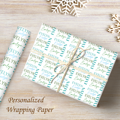 NAME Personalized Gift Wrap/Collage Name Personalized Wrapping Paper/Custom Bespoke Wrapping Paper/Wrapping Paper for Gifts/Gift Wrap Roll