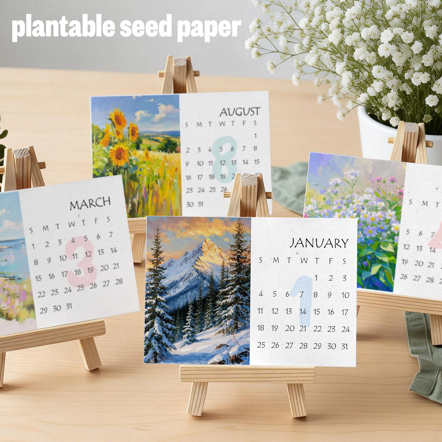 2026 Plantable Wildflower Seed Paper Calendar – Eco-Friendly & Sustainable Gift Idea