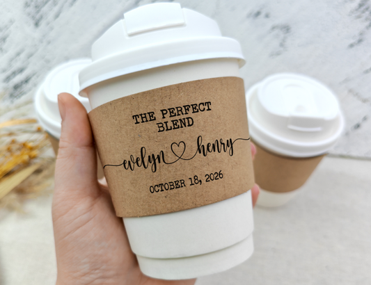 Personalized Coffee Cup Sleeves for Wedding/Custom Coffee Cup With Sleeves/The Perfect Blend Wedding Coffee Sleeves/Wedding Coffee Bar