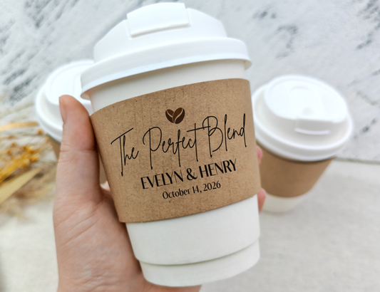 The Perfect Blend Wedding Coffee SLEEVES/Custom Coffee Cup With Sleeves/Wedding Coffee Bar/Personalized Paper Coffee Cup Sleeves for Wedding