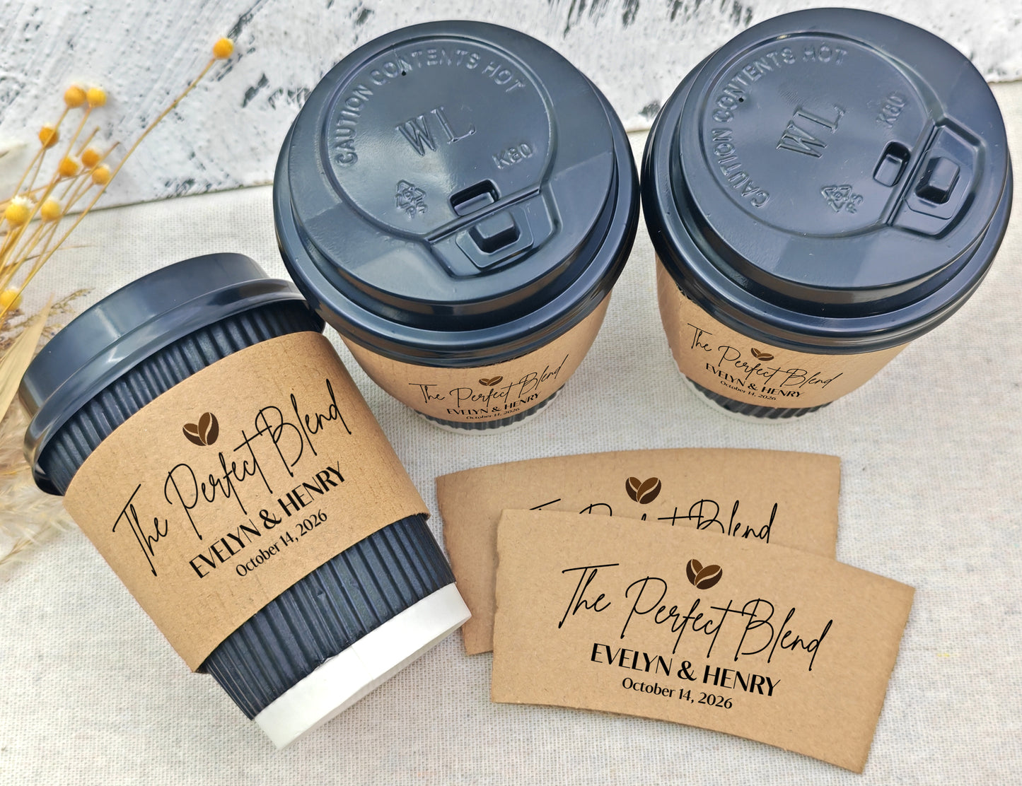 The Perfect Blend Wedding Coffee SLEEVES/Custom Coffee Cup With Sleeves/Wedding Coffee Bar/Personalized Paper Coffee Cup Sleeves for Wedding