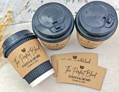 The Perfect Blend Wedding Coffee SLEEVES/Custom Coffee Cup With Sleeves/Wedding Coffee Bar/Personalized Paper Coffee Cup Sleeves for Wedding