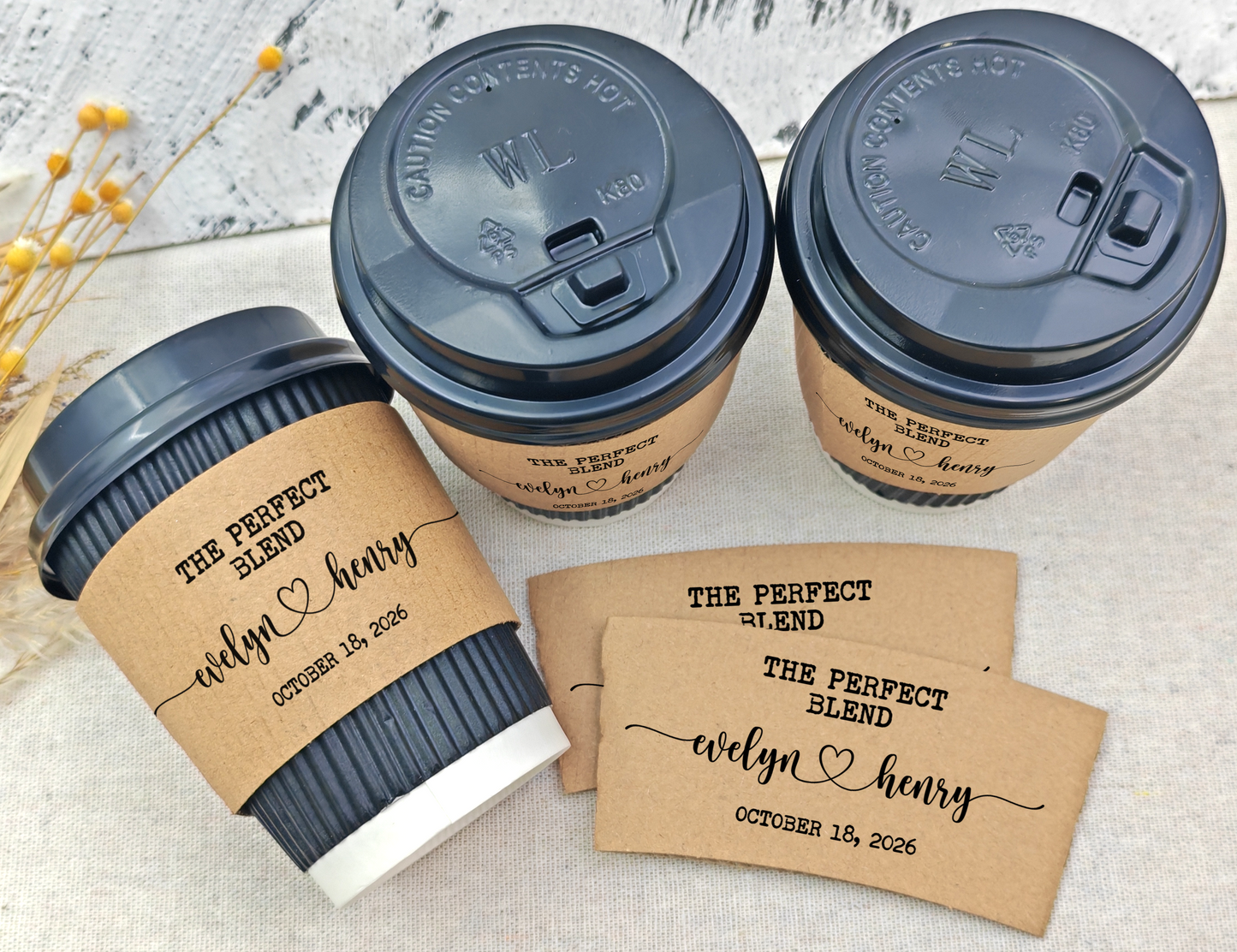 Personalized Coffee Cup Sleeves for Wedding/Custom Coffee Cup With Sleeves/The Perfect Blend Wedding Coffee Sleeves/Wedding Coffee Bar