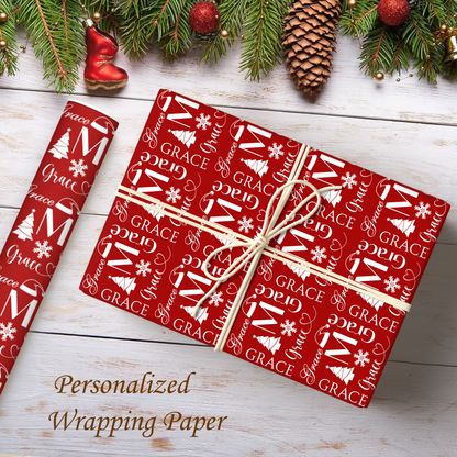 Personalized Christmas Gift Wrapping Paper Rolls/Christmas Gift Wrap with Name/Custom Wrapping Paper/Personalized Holiday Gift Wrap
