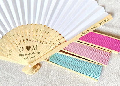 Wedding Fans for Guests in bulk/Custom Wedding Favors/Wedding Hand Fan/Personalized Engraved Fans/Party Favor Hand Fans/White Paper Fan Set