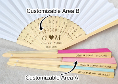 Wedding Fans for Guests in bulk/Custom Wedding Favors/Wedding Hand Fan/Personalized Engraved Fans/Party Favor Hand Fans/White Paper Fan Set