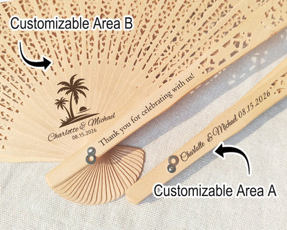 Tropical Palm Wedding Fans Custom Beach Wedding Favors Hawaii Florida Mexico Punta Cana Dominican Republic Puerto Rico Wedding Ceremony Fans