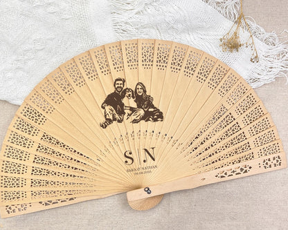 Personalized Photo on Wood Fans/Custom Engraved Rustic Wedding Fan Favors/Personalized Laser Engraved Wooden Photo Fans