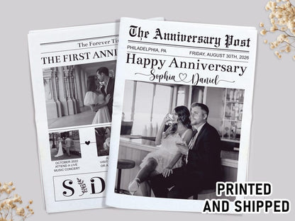PRINTED Shipped Couple Happy Anniversary Newspaper/ANY YEAR Anniversary/Anniversary Gift For Wife and Husband/Wedding Anniversary Gift