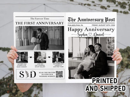PRINTED Shipped Couple Happy Anniversary Newspaper/ANY YEAR Anniversary/Anniversary Gift For Wife and Husband/Wedding Anniversary Gift