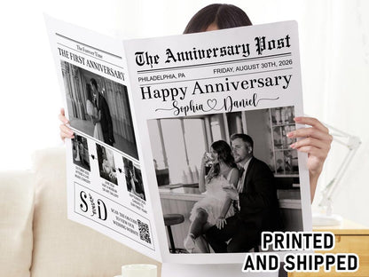 PRINTED Shipped Couple Happy Anniversary Newspaper/ANY YEAR Anniversary/Anniversary Gift For Wife and Husband/Wedding Anniversary Gift