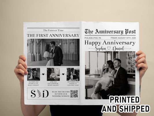 PRINTED Shipped Couple Happy Anniversary Newspaper/ANY YEAR Anniversary/Anniversary Gift For Wife and Husband/Wedding Anniversary Gift