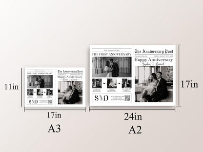 PRINTED Shipped Couple Happy Anniversary Newspaper/ANY YEAR Anniversary/Anniversary Gift For Wife and Husband/Wedding Anniversary Gift